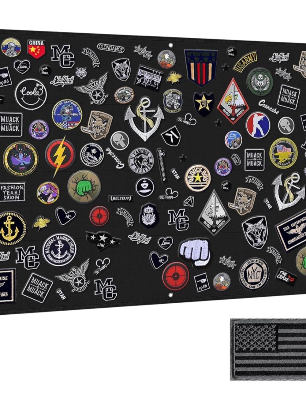 Tactical Board Patch Organizer Holder Display with Loop Surface, Steel Ring and